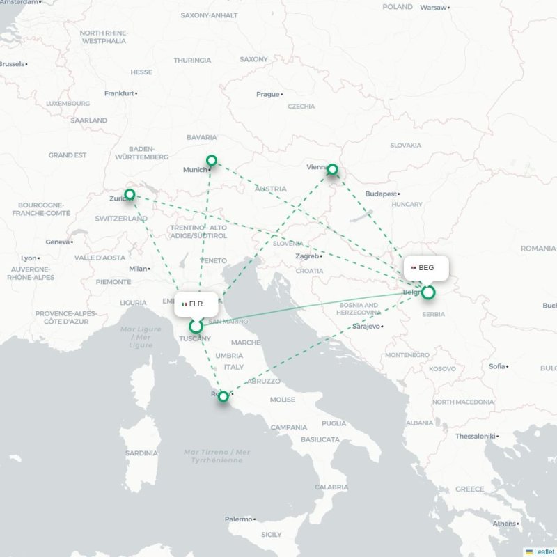 FLR - BEG route map