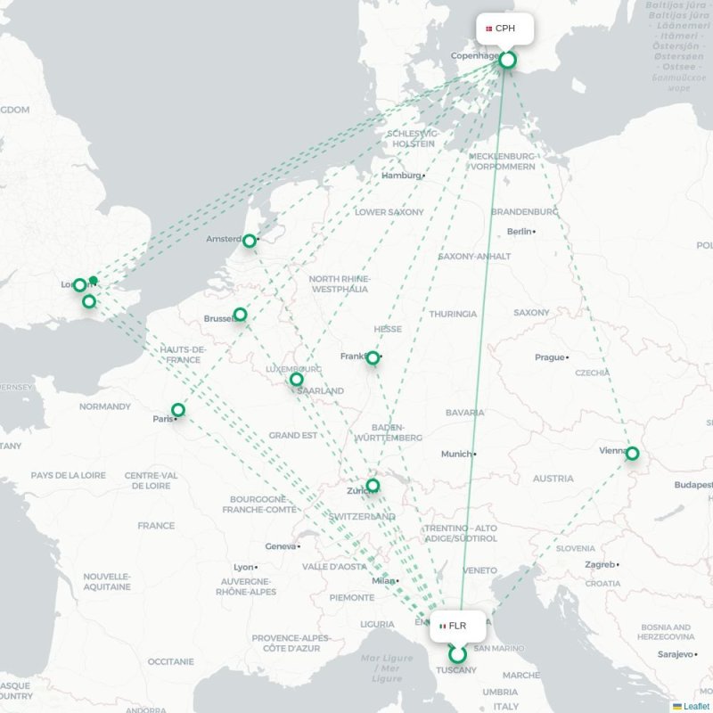 FLR - CPH route map