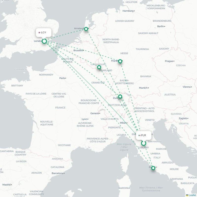 FLR - LCY route map