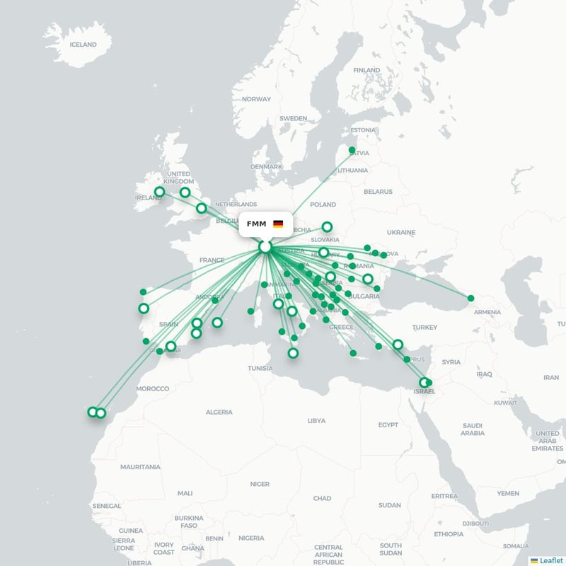 Route map Memmingen  FMM airport