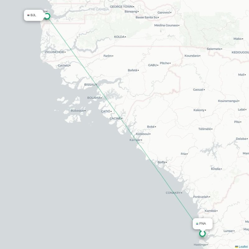 FNA - BJL route map