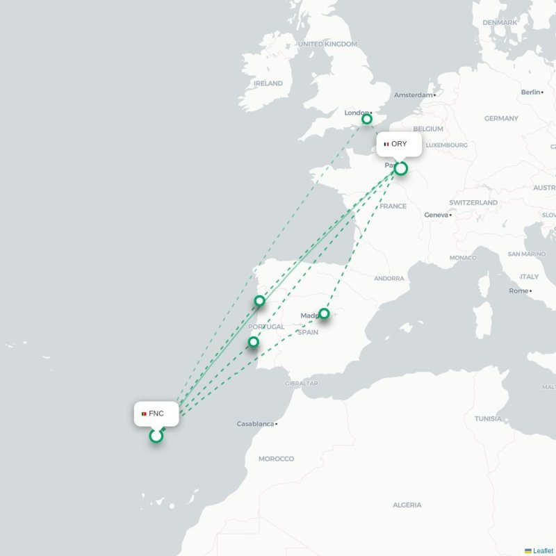 FNC - ORY route map