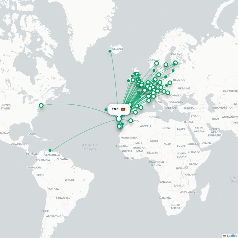 Route map Funchal  FNC airport