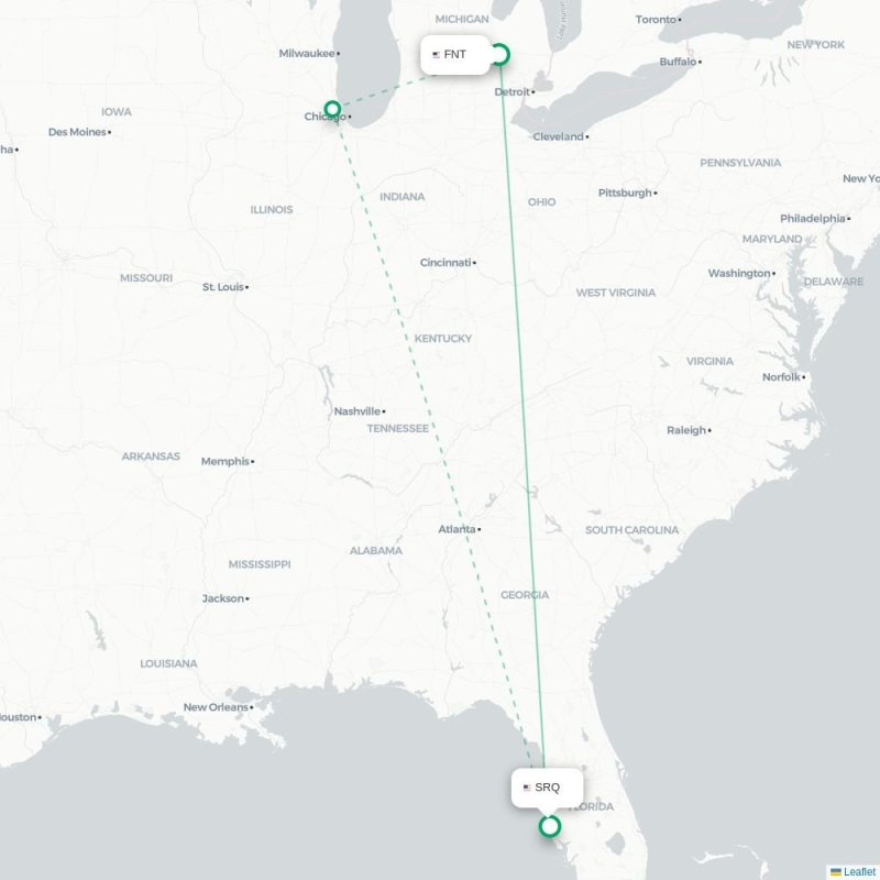FNT - SRQ route map