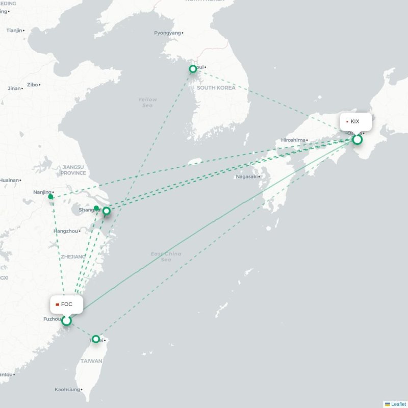 FOC - KIX route map