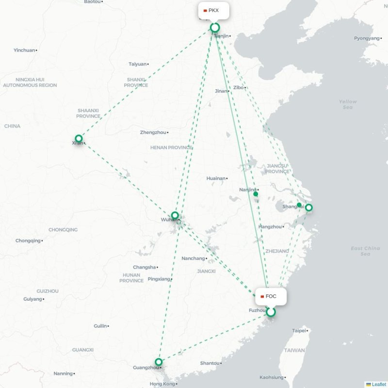 FOC - PKX route map