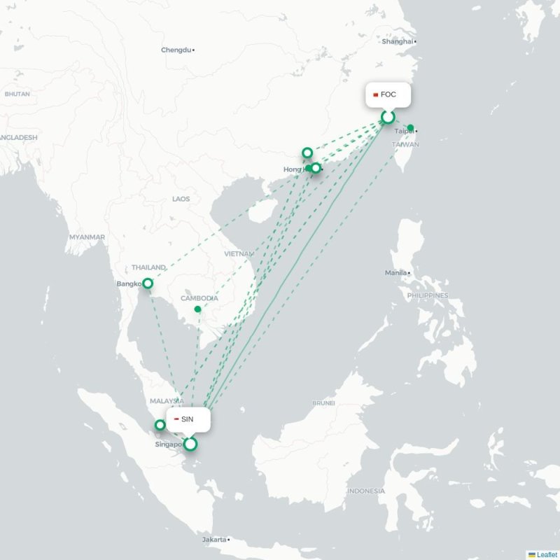 FOC - SIN route map