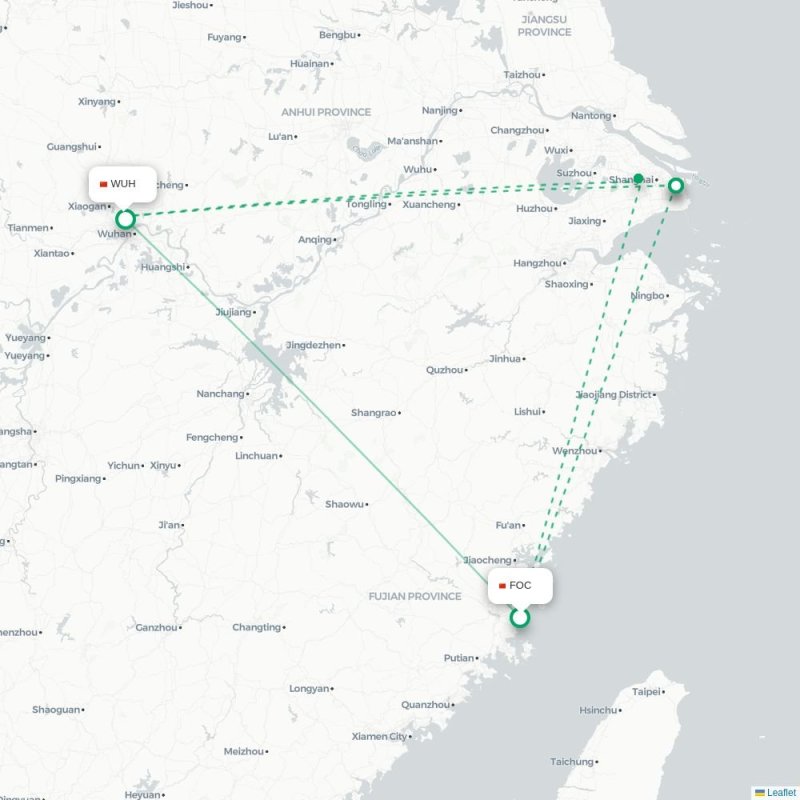 FOC - WUH route map