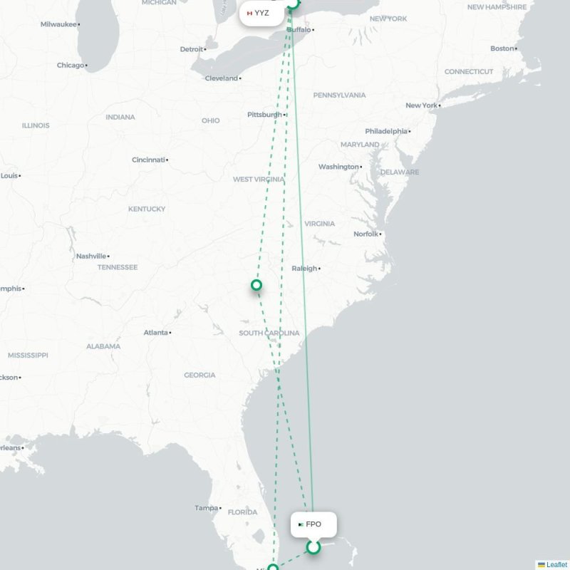 FPO - YYZ route map