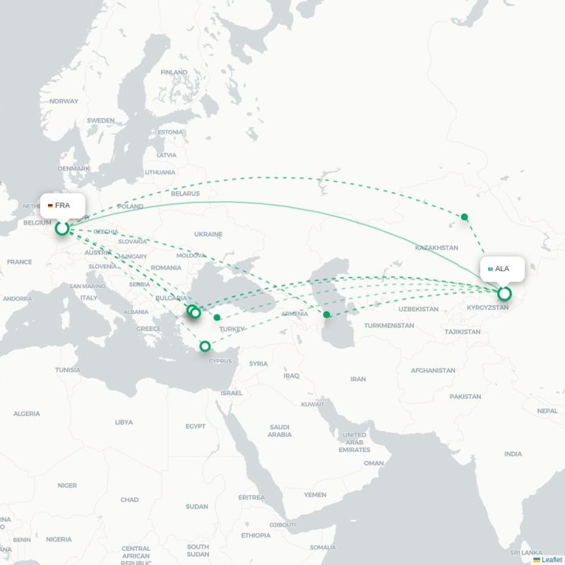 FRA - ALA route map