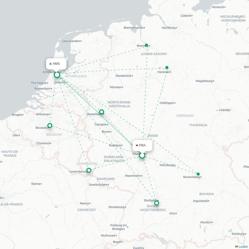FRA - AMS route map