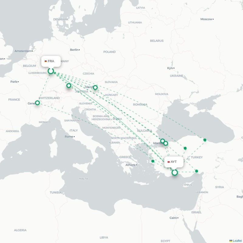 FRA - AYT route map