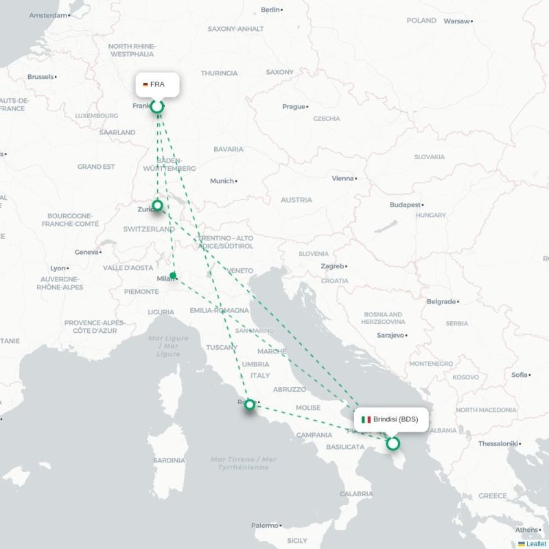 FRA - BDS route map