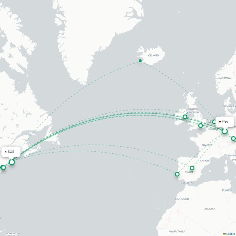 FRA - BOS route map