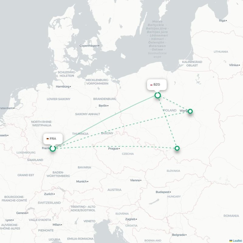 FRA - BZG route map