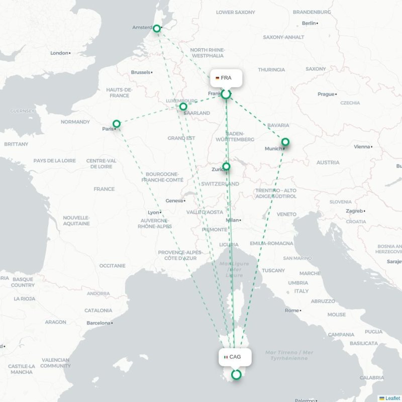 FRA - CAG route map