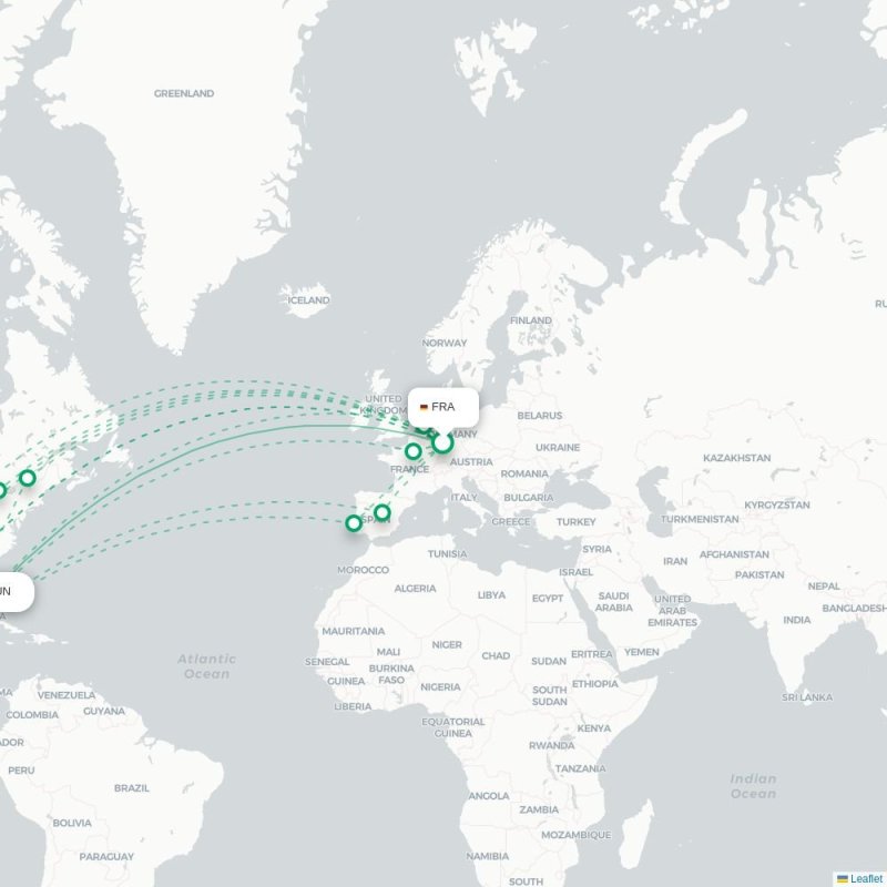 FRA - CUN route map