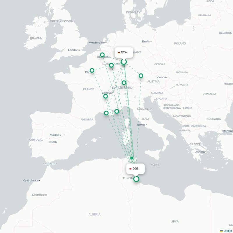 FRA - DJE route map