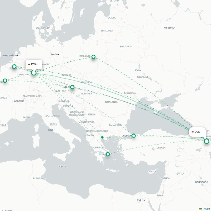 FRA - EVN route map