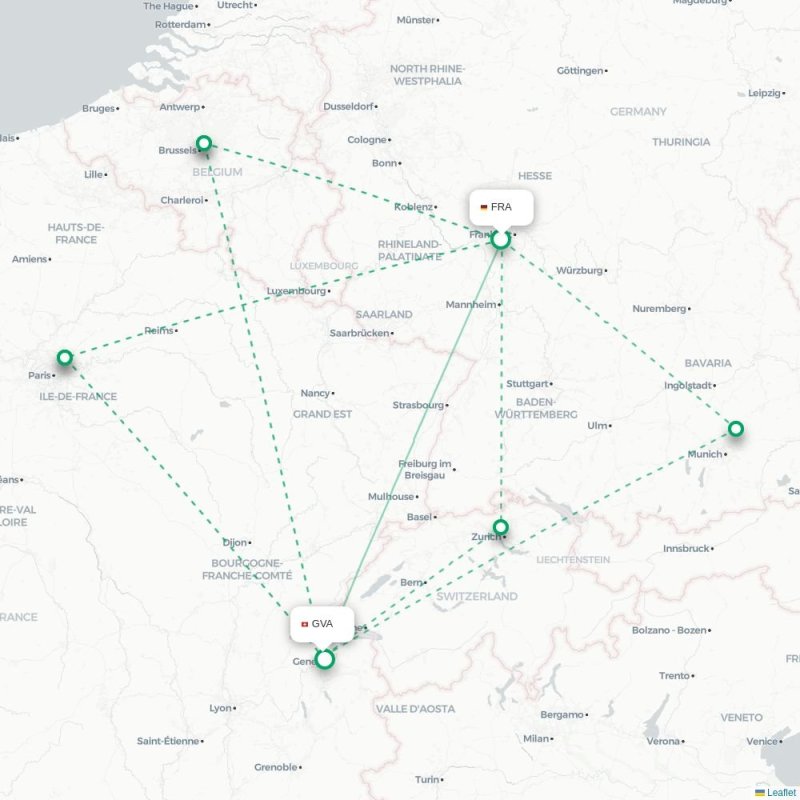 FRA - GVA route map