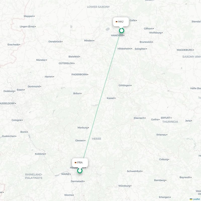 FRA - HAJ route map