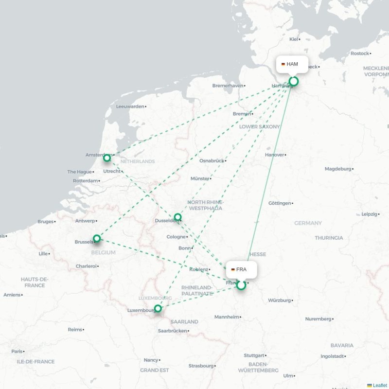 FRA - HAM route map
