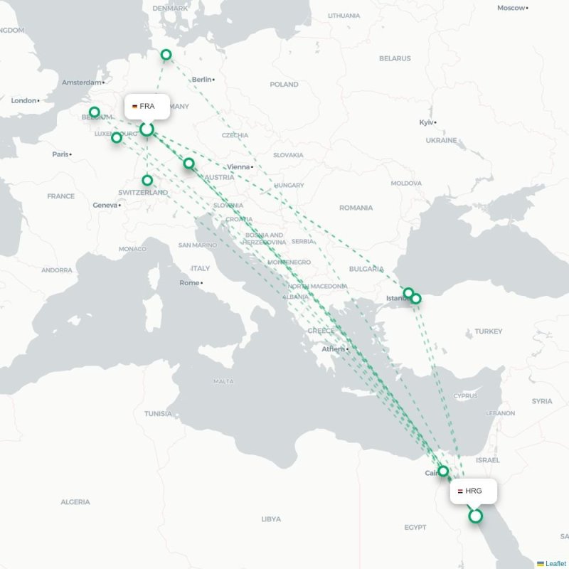 FRA - HRG route map