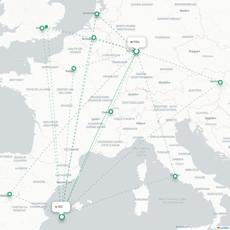 FRA - IBZ route map