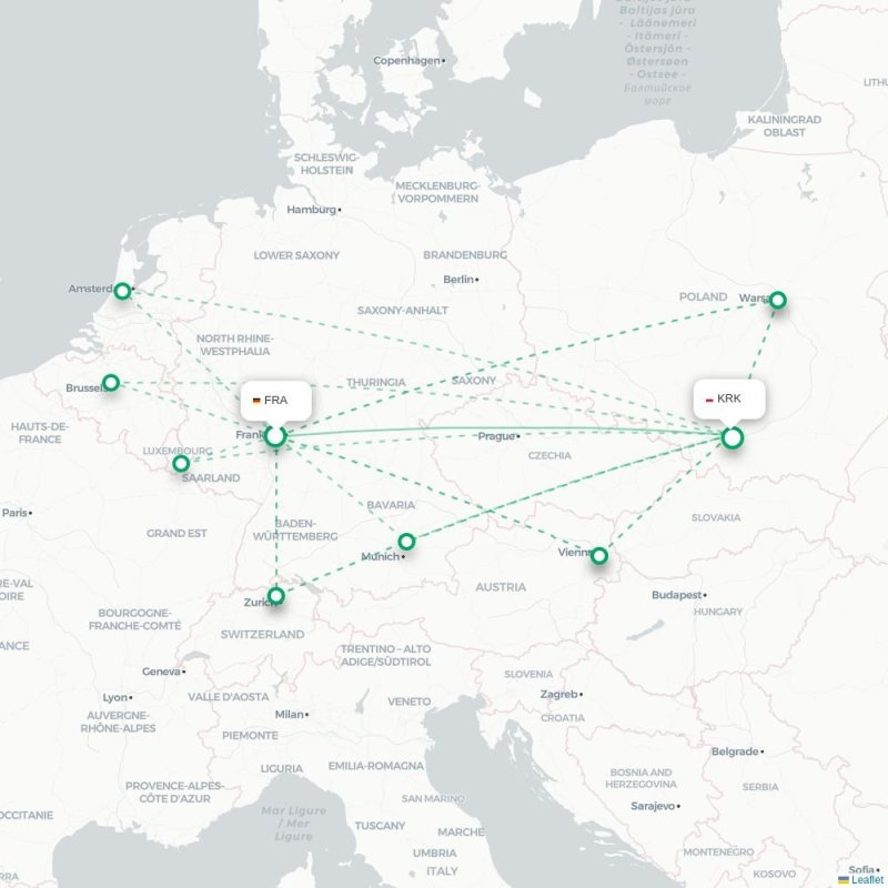 FRA - KRK route map