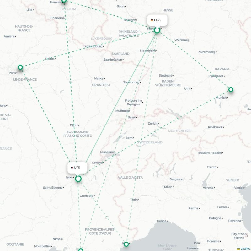 FRA - LYS route map