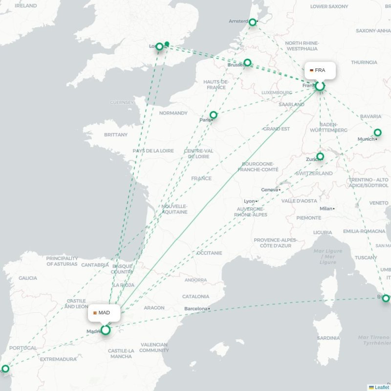 FRA - MAD route map