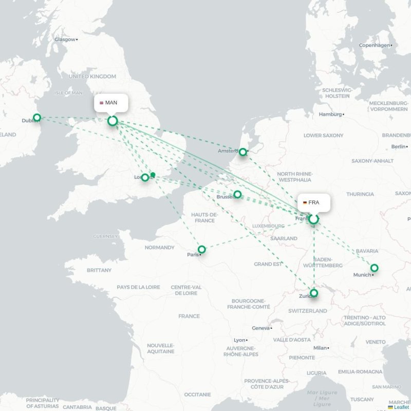 FRA - MAN route map