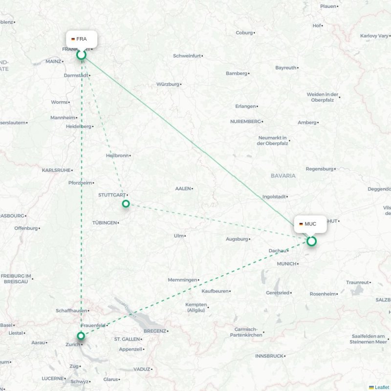 FRA - MUC route map