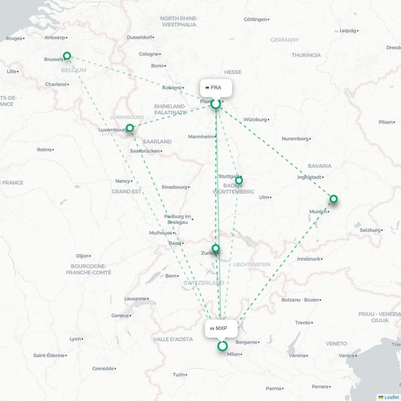 FRA - MXP route map