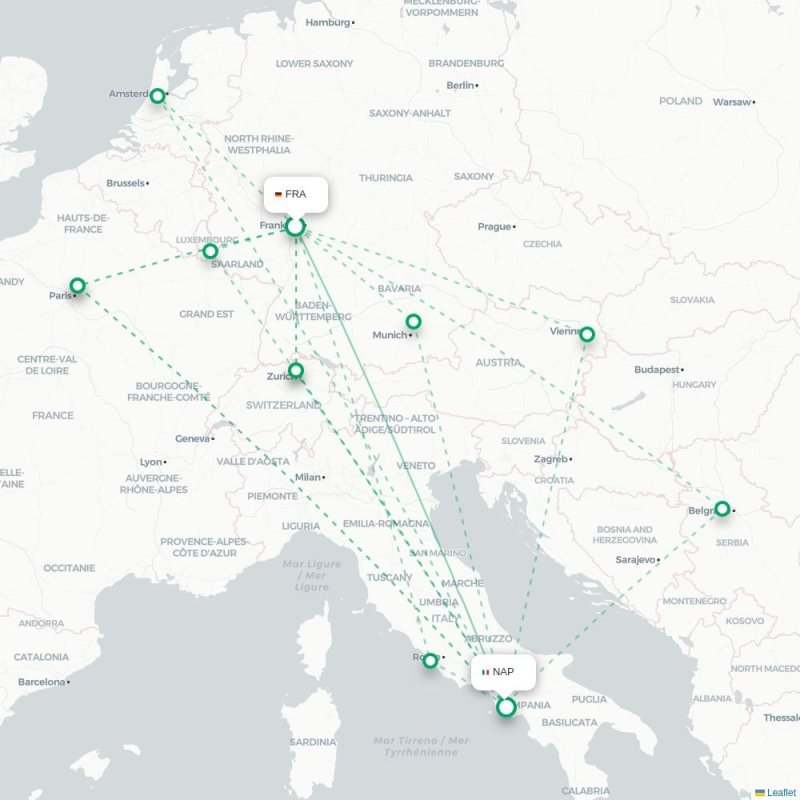 FRA - NAP route map