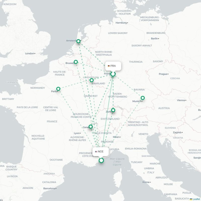 FRA - NCE route map