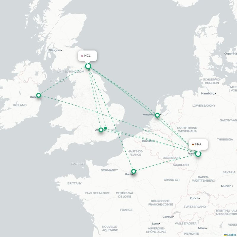 FRA - NCL route map