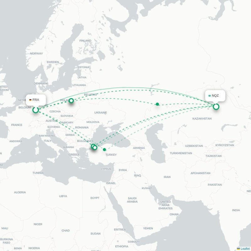 FRA - NQZ route map