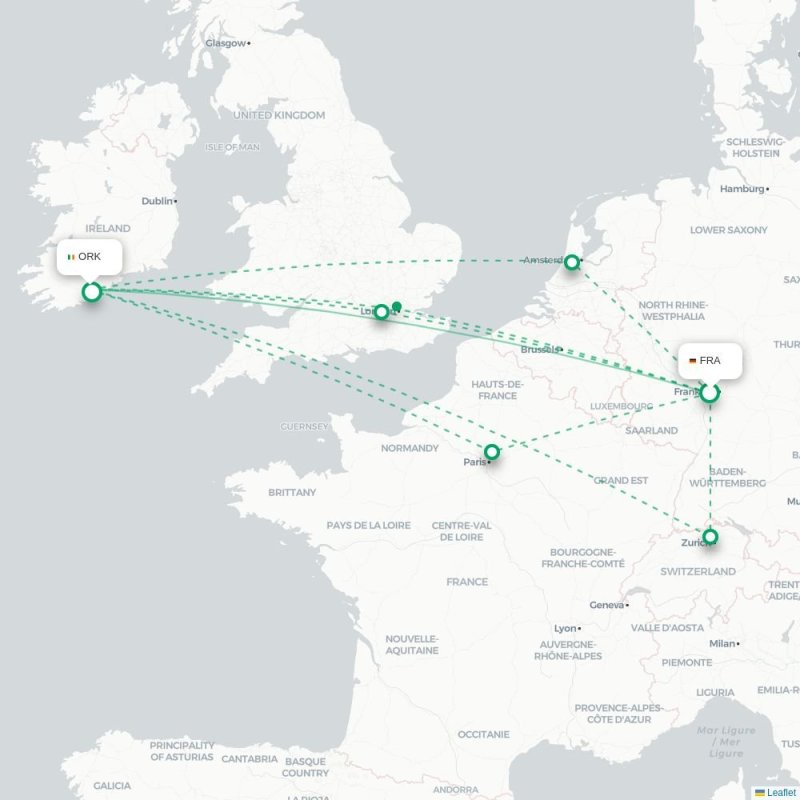 FRA - ORK route map