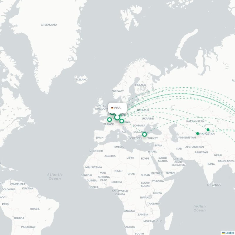 FRA - PEK route map
