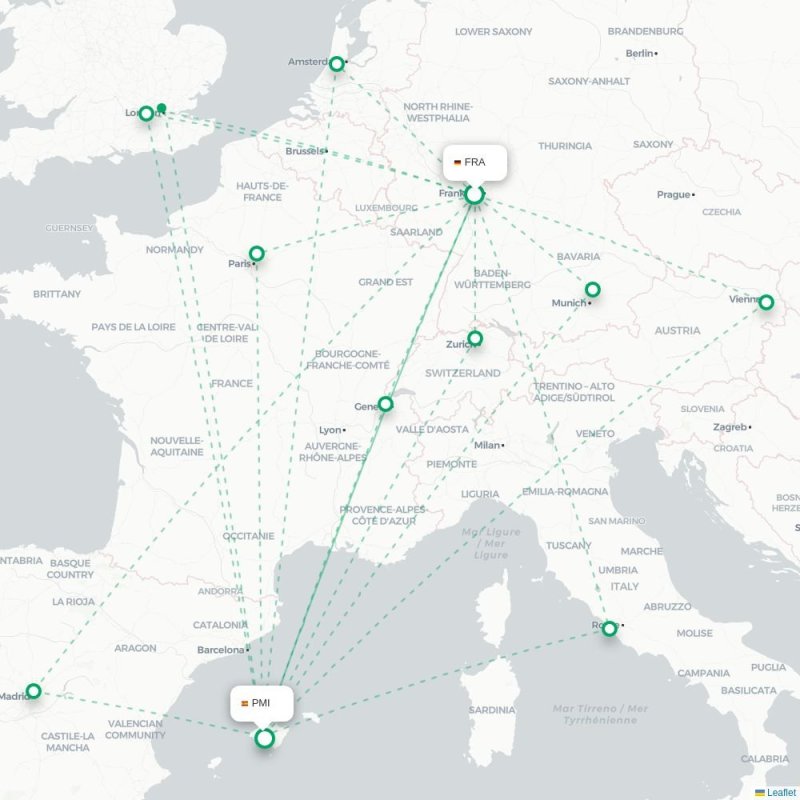 FRA - PMI route map
