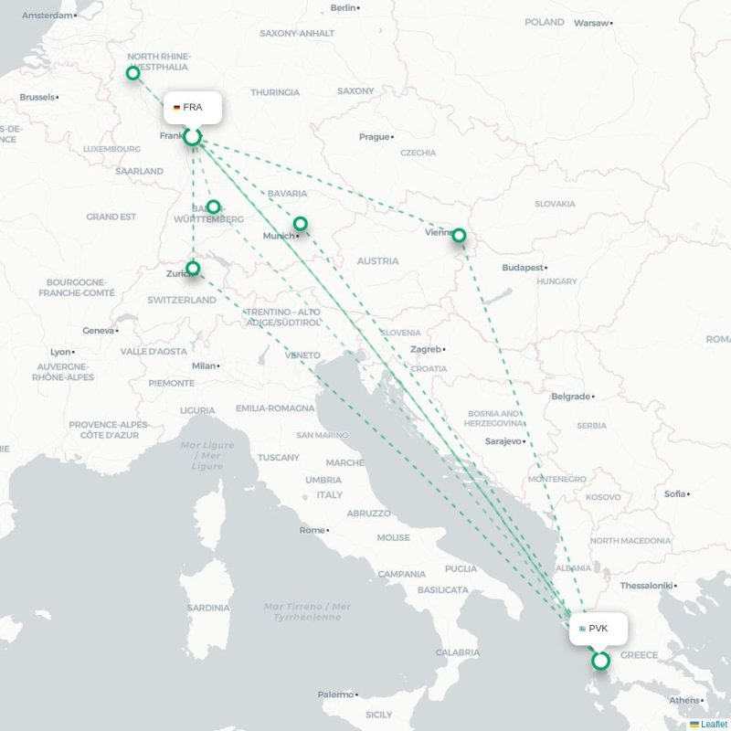 FRA - PVK route map