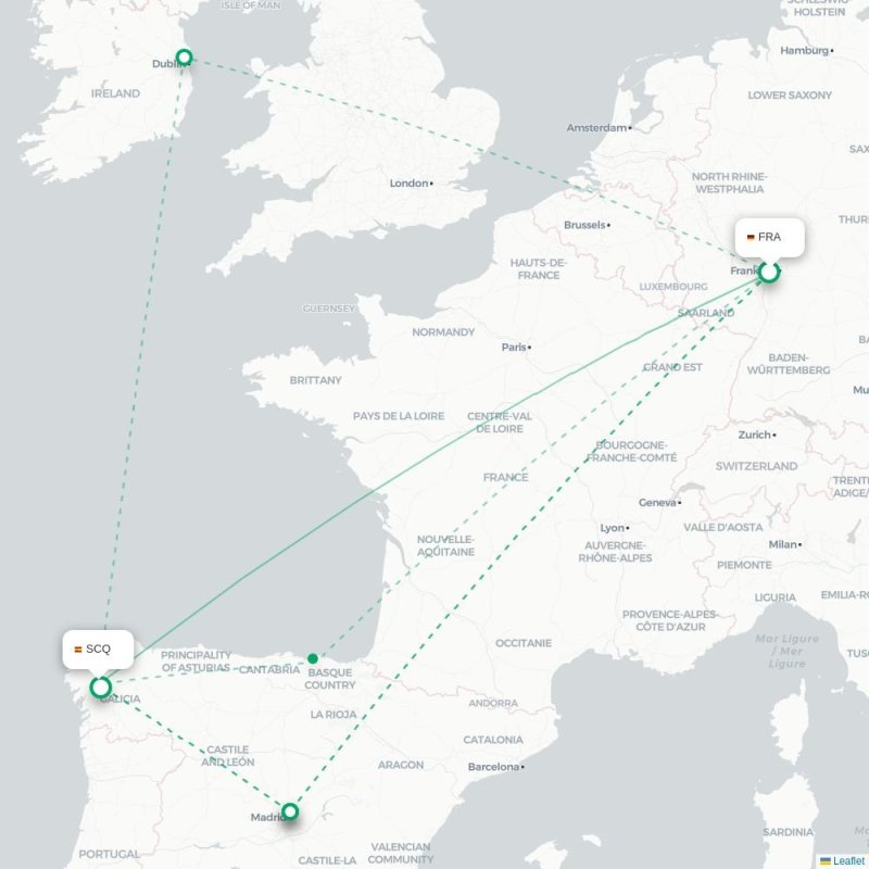 FRA - SCQ route map