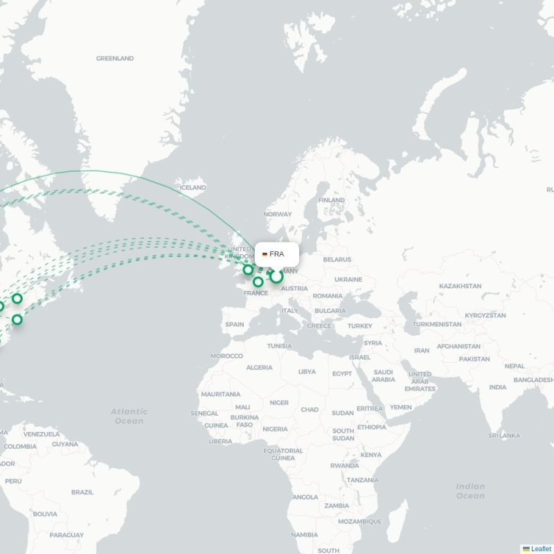 FRA - SFO route map