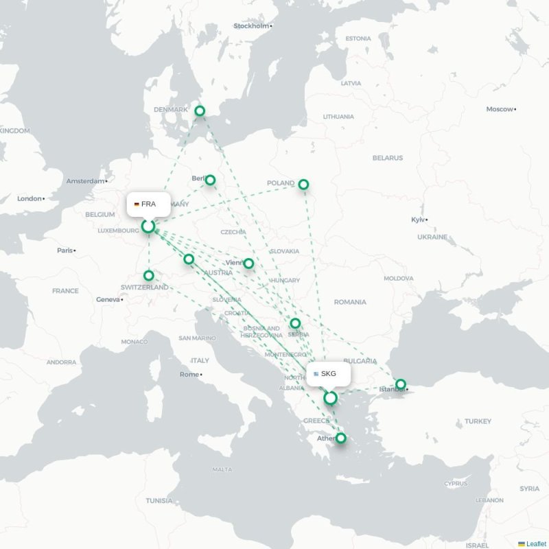 FRA - SKG route map