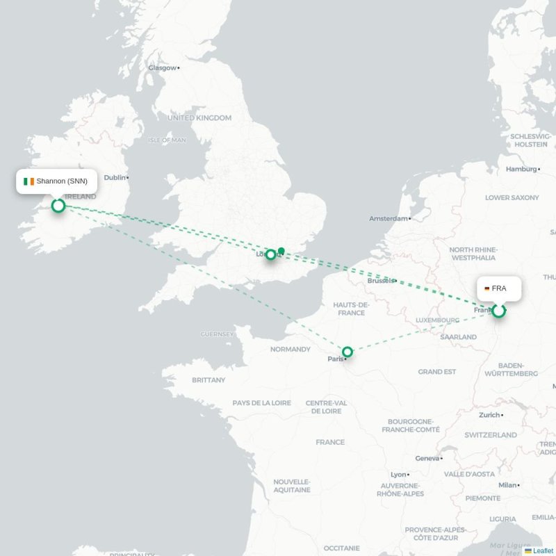 FRA - SNN route map