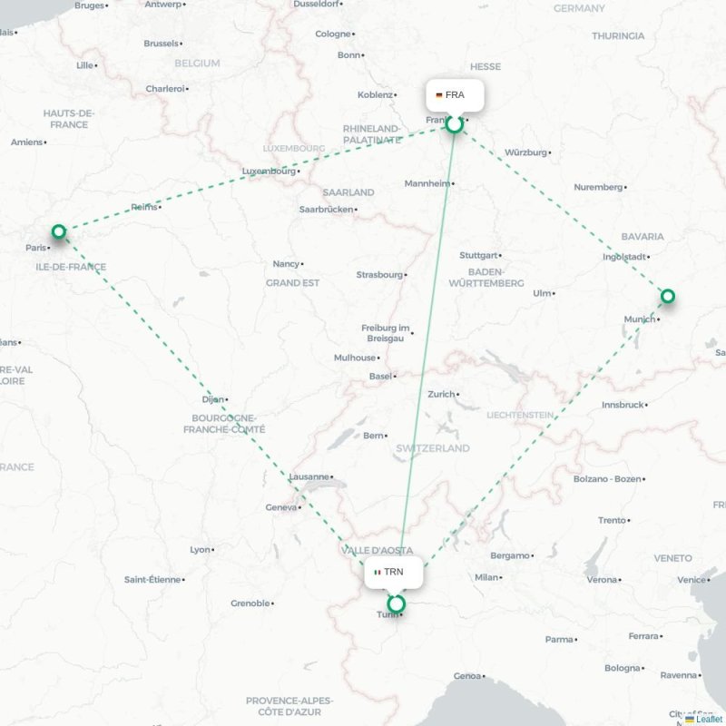 FRA - TRN route map