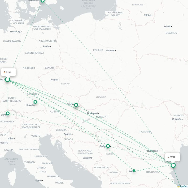 FRA - VAR route map