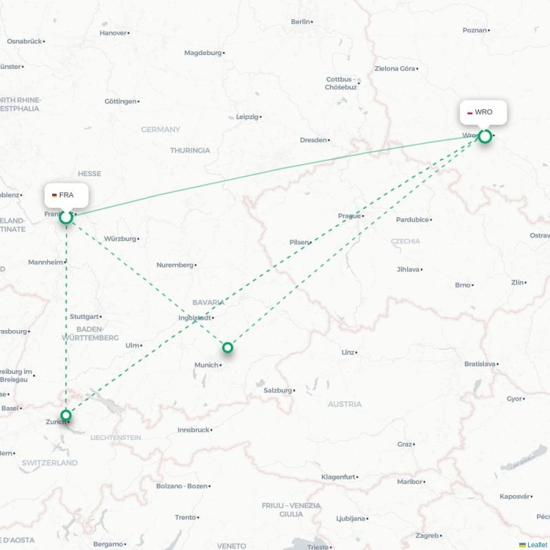 FRA - WRO route map