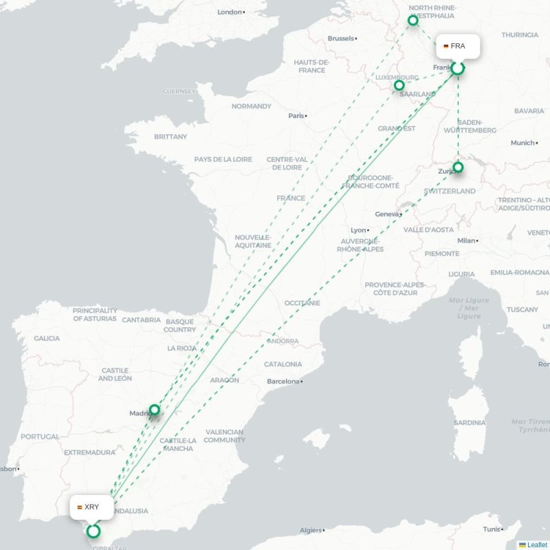 FRA - XRY route map